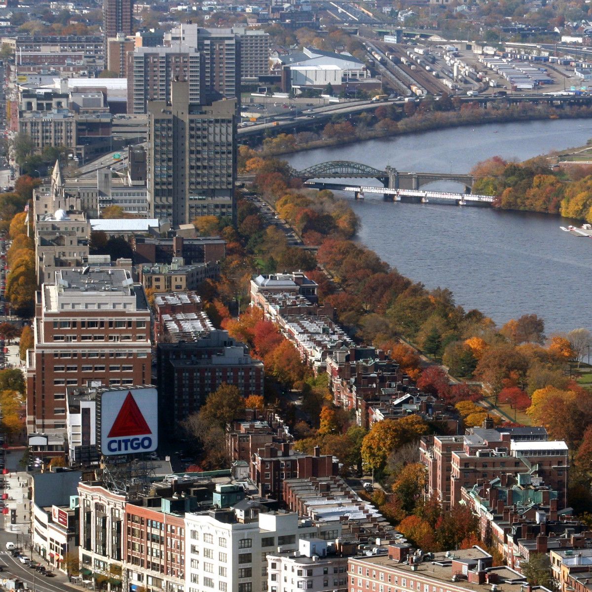 An aerial view including the Fenway/ Kenmore neighborhood and the Charles  River, Boston, and part of Cambridge, Massachusetts, United States Stock  Photo - Alamy