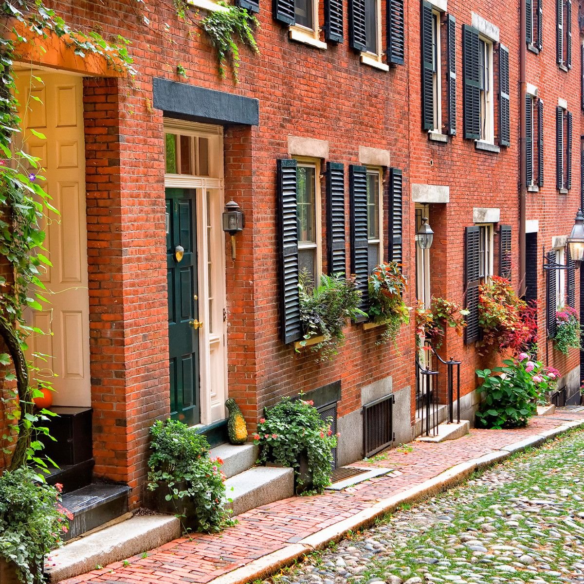 Beautiful houses in Beacon Hill, Boston, Massachusetts Stock Photo