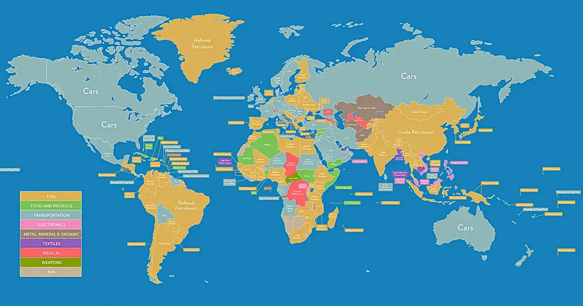 From Weapons To Diamonds This Map Shows Every Country's Biggest Import