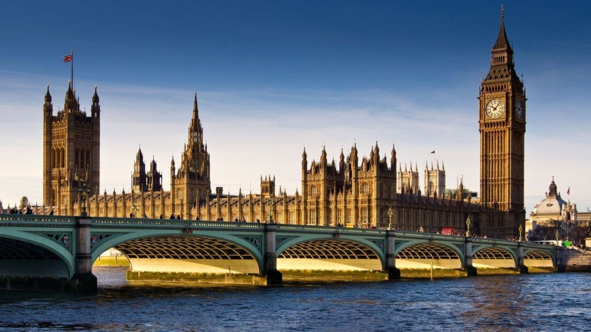 The view of the London Eye, River Thames and Big Ben from the Golden  Jubilee Bridge stock photo - OFFSET