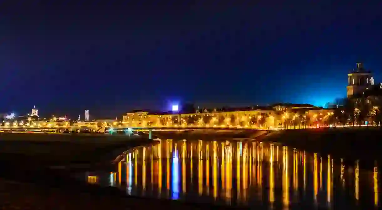 Vilnius city lights at night