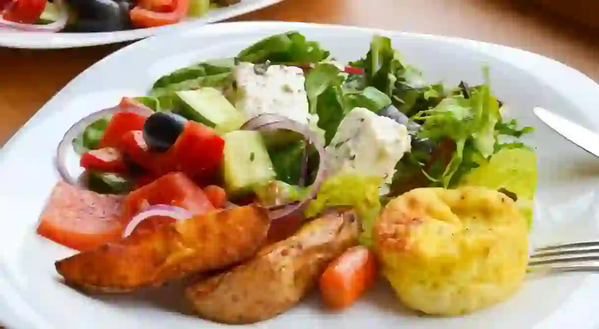 Salad and potatoes