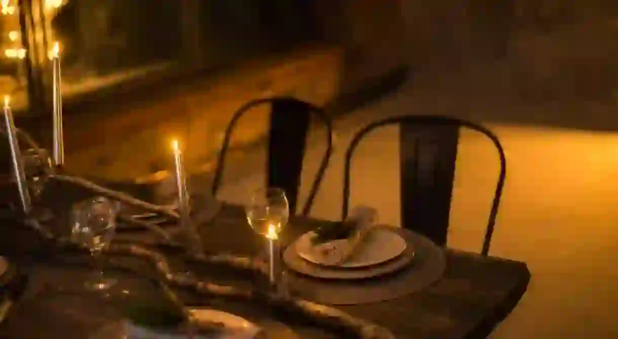 Romantic dinner by candlelight