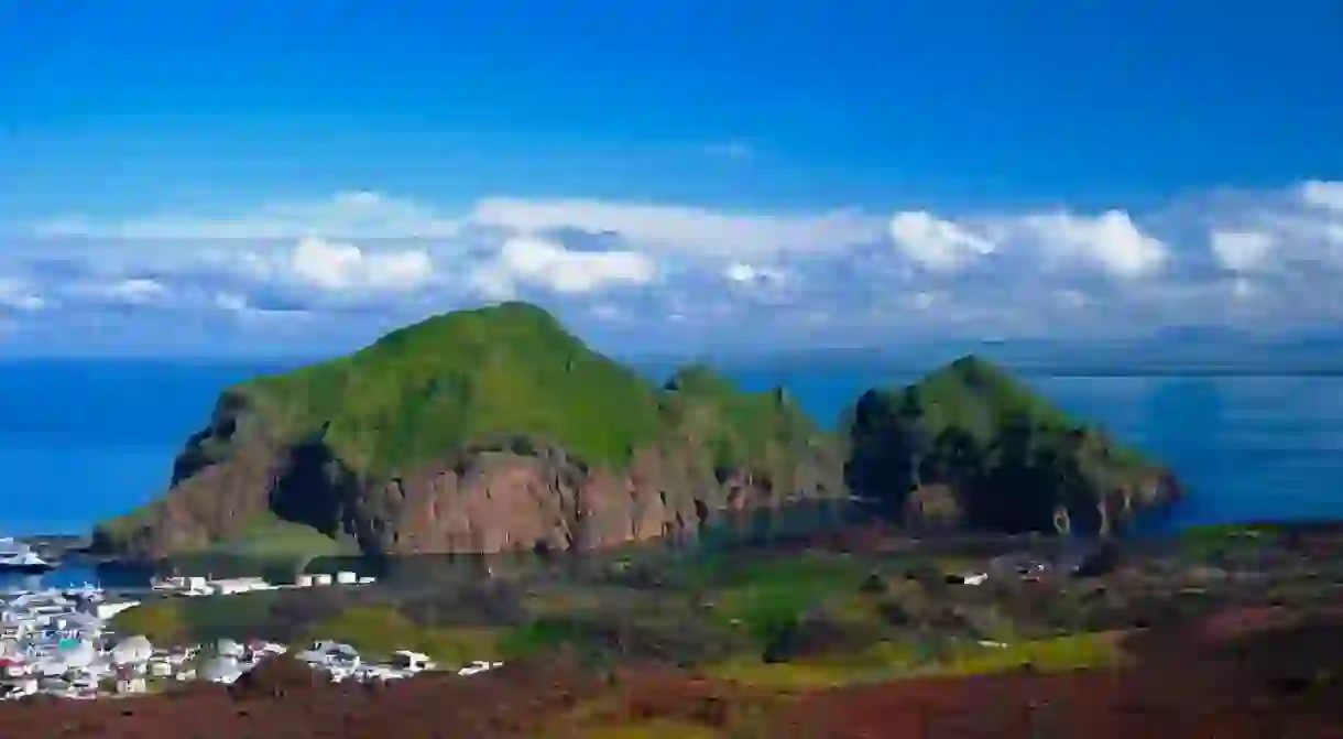 Heimaey island and city at Vestmannaeyjar, Iceland