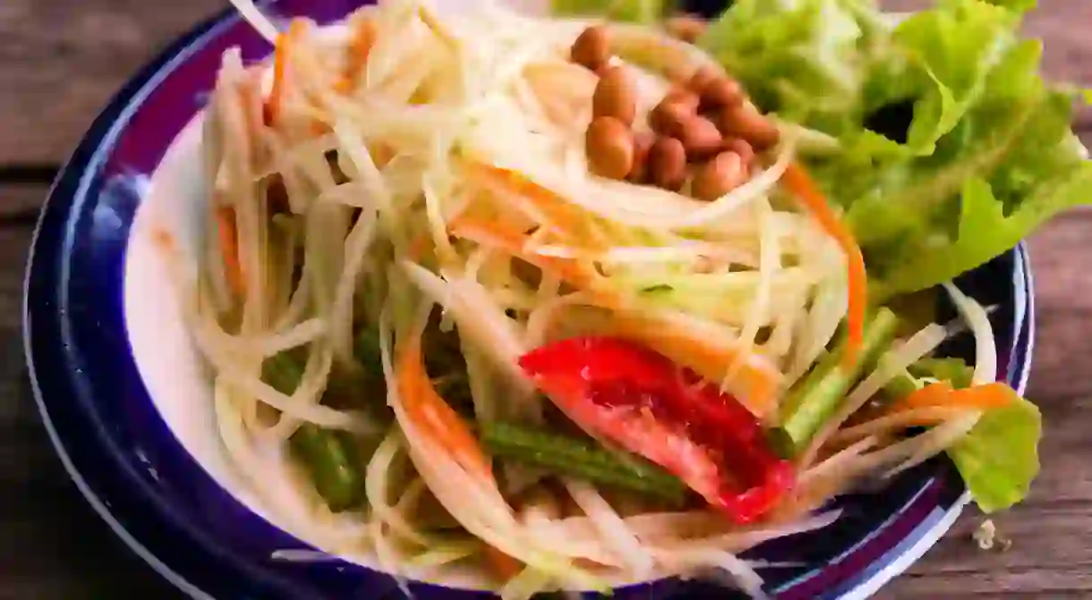 Som tam, a traditional Thai spicy salad