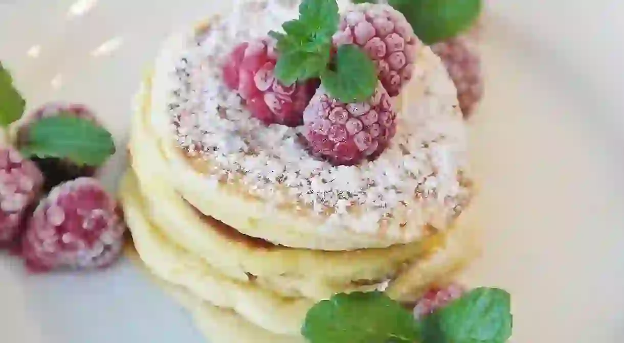 Pancakes and berries for brunch