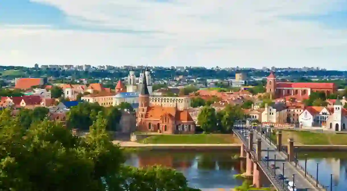 Panorama of Kaunas from Aleksotas hill, Lithuania