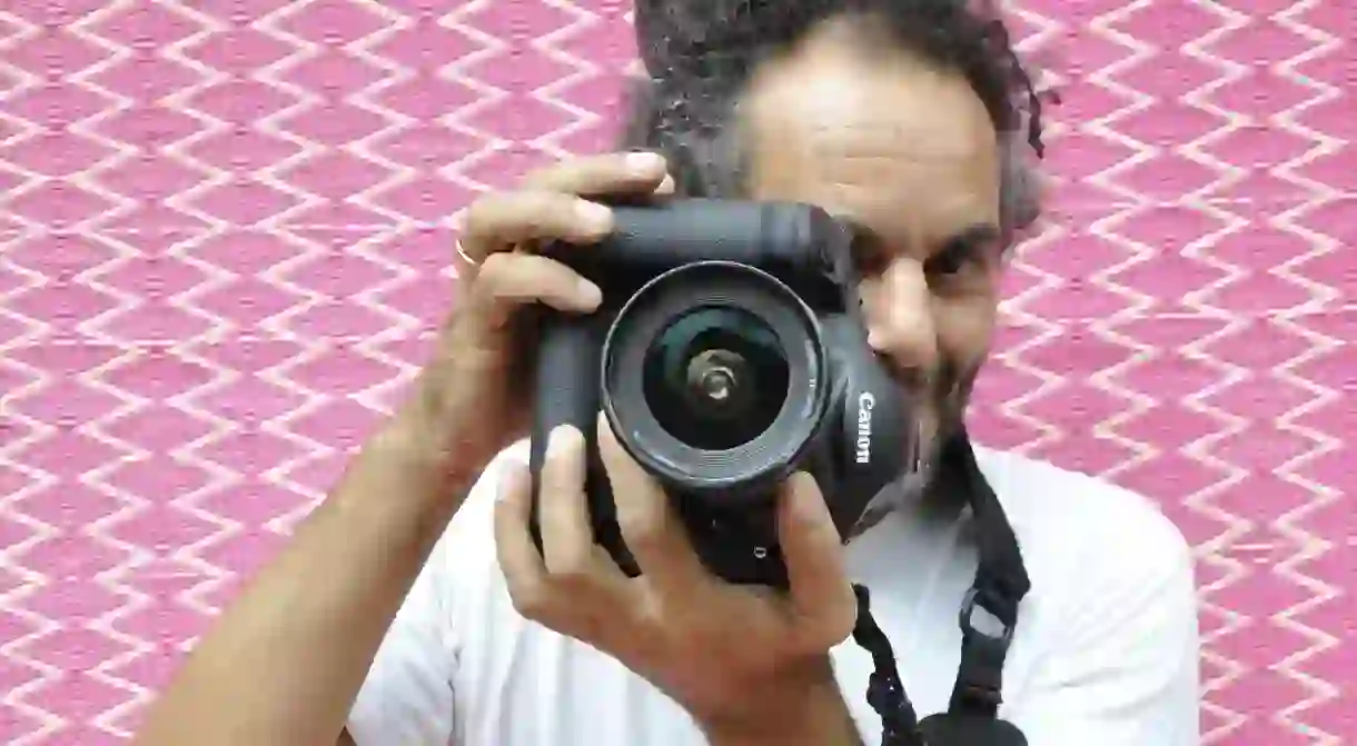 Hajjaj in his London studio, 2013