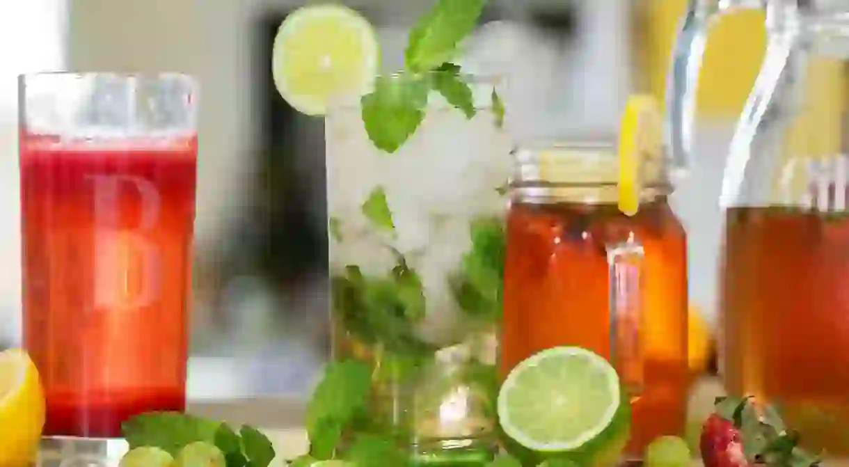 Watermelon Bellini, Green Tea Mojito, Strawberry-Lemon Cocktail