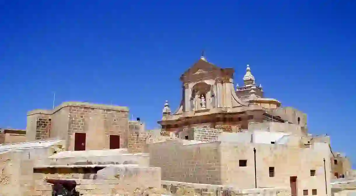 Il Kastell city walls and Cathedral of the Assumption, Victoria, Gozo