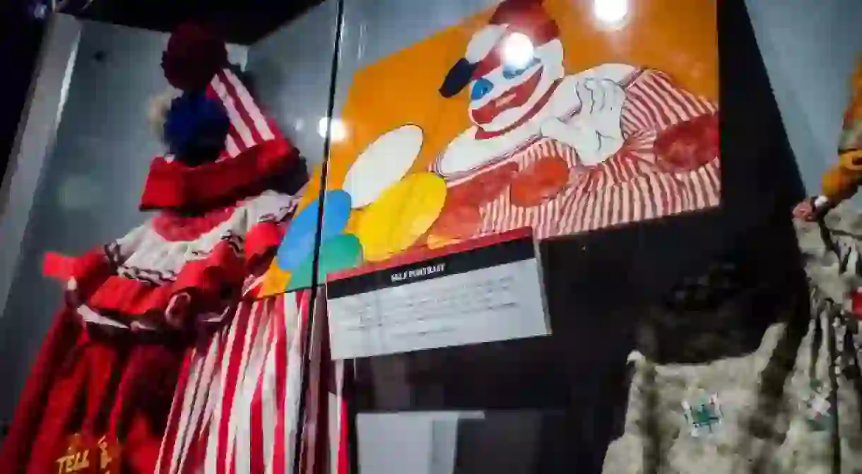 Gacy’s ‘Pogo the Clown’ costume and self-portrait