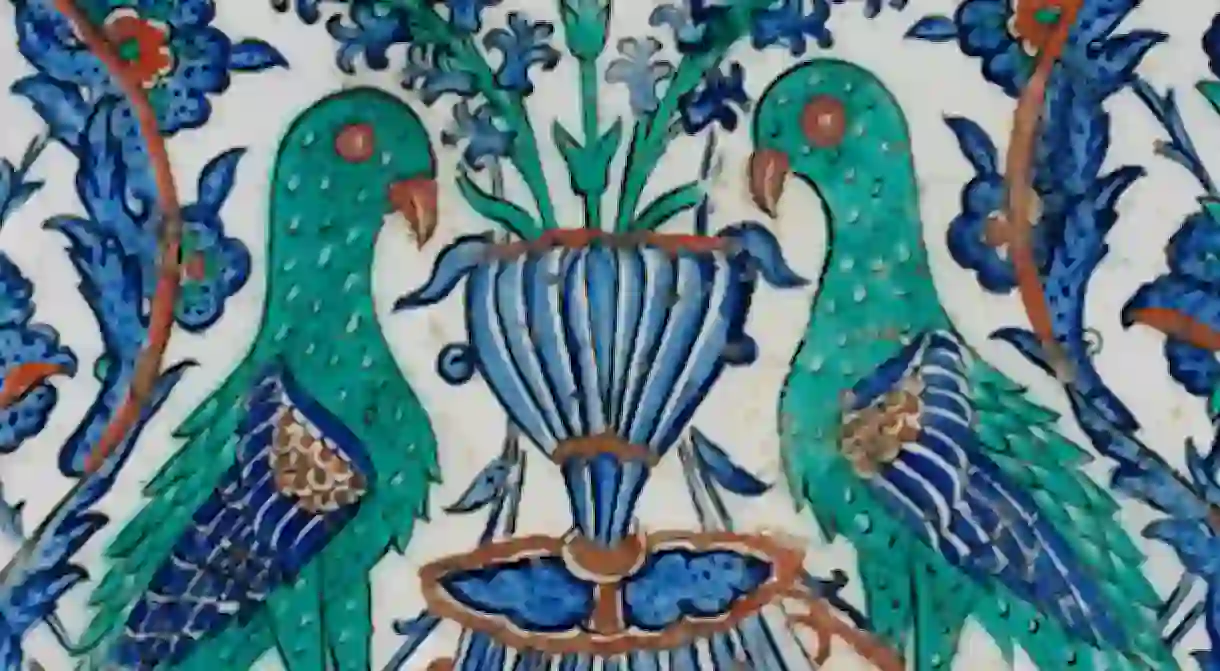 Iznik tile with two peacocks-Ottoman period-17th century