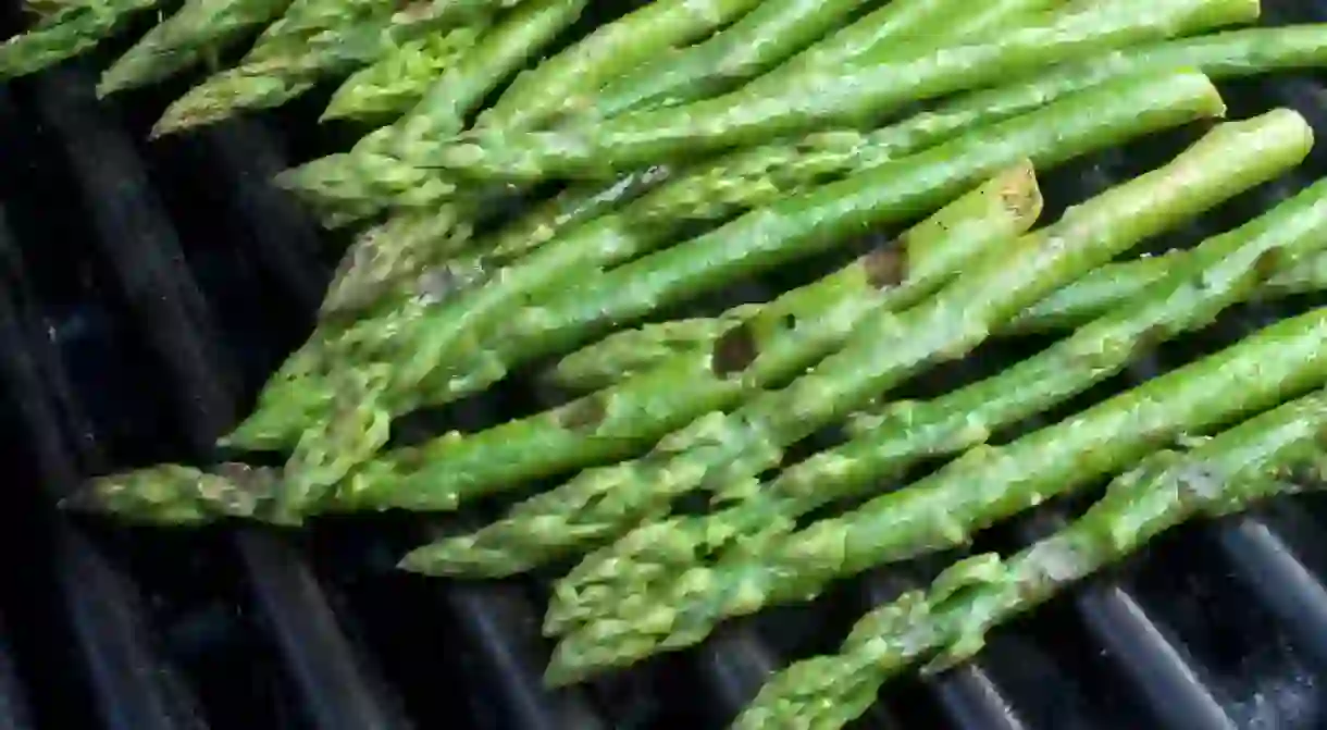 Lightly grilled asparagus