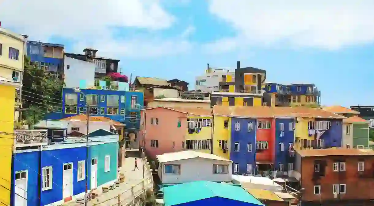 The rainbow-colored houses of Valparaiso, Chile