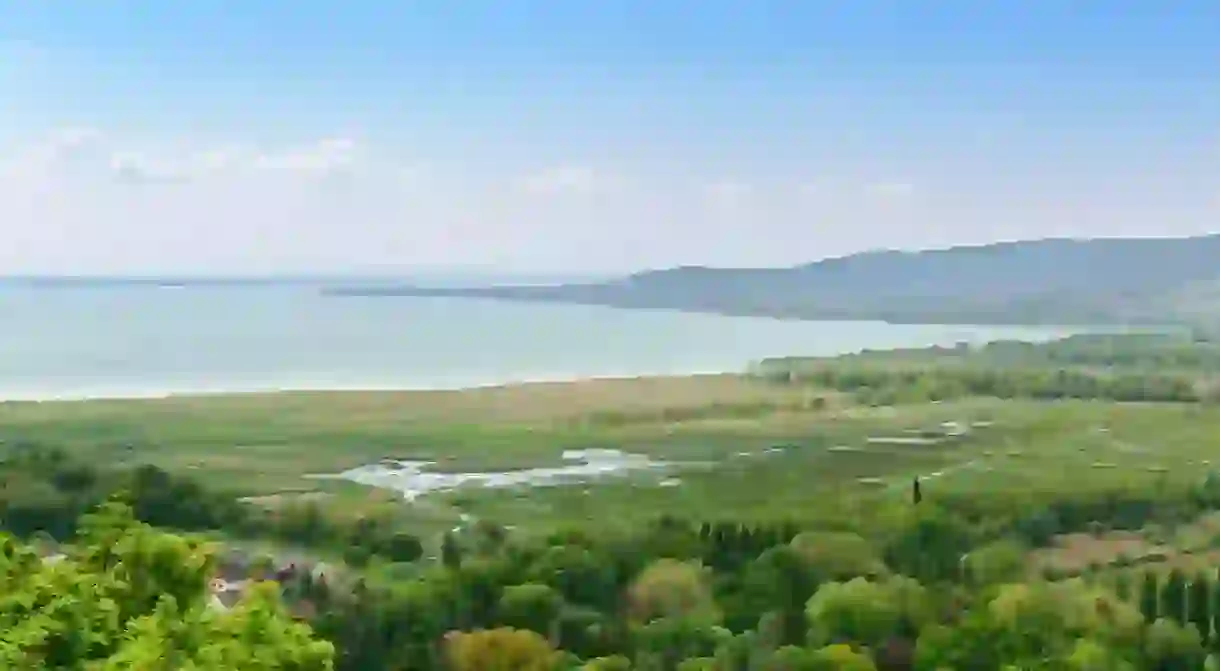 Hungarian valley and lake Balaton. Hungary