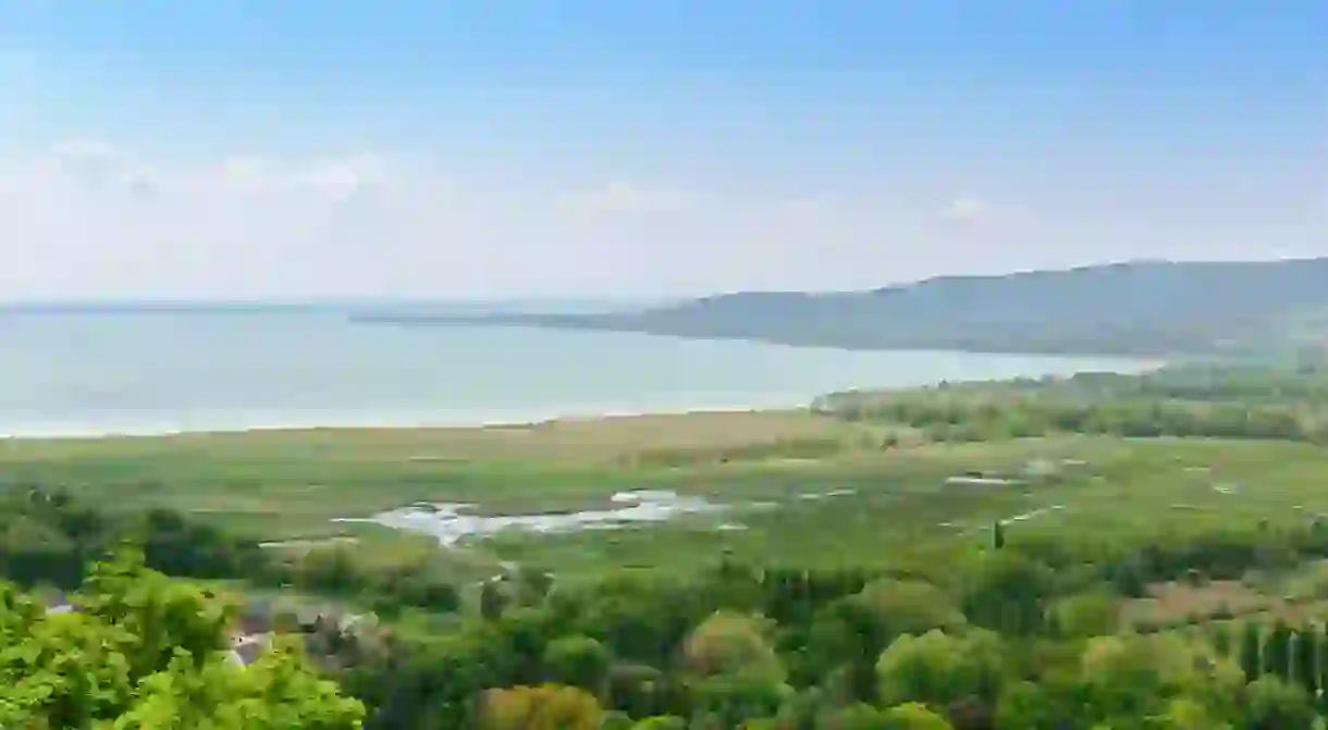 Hungarian valley and lake Balaton. Hungary