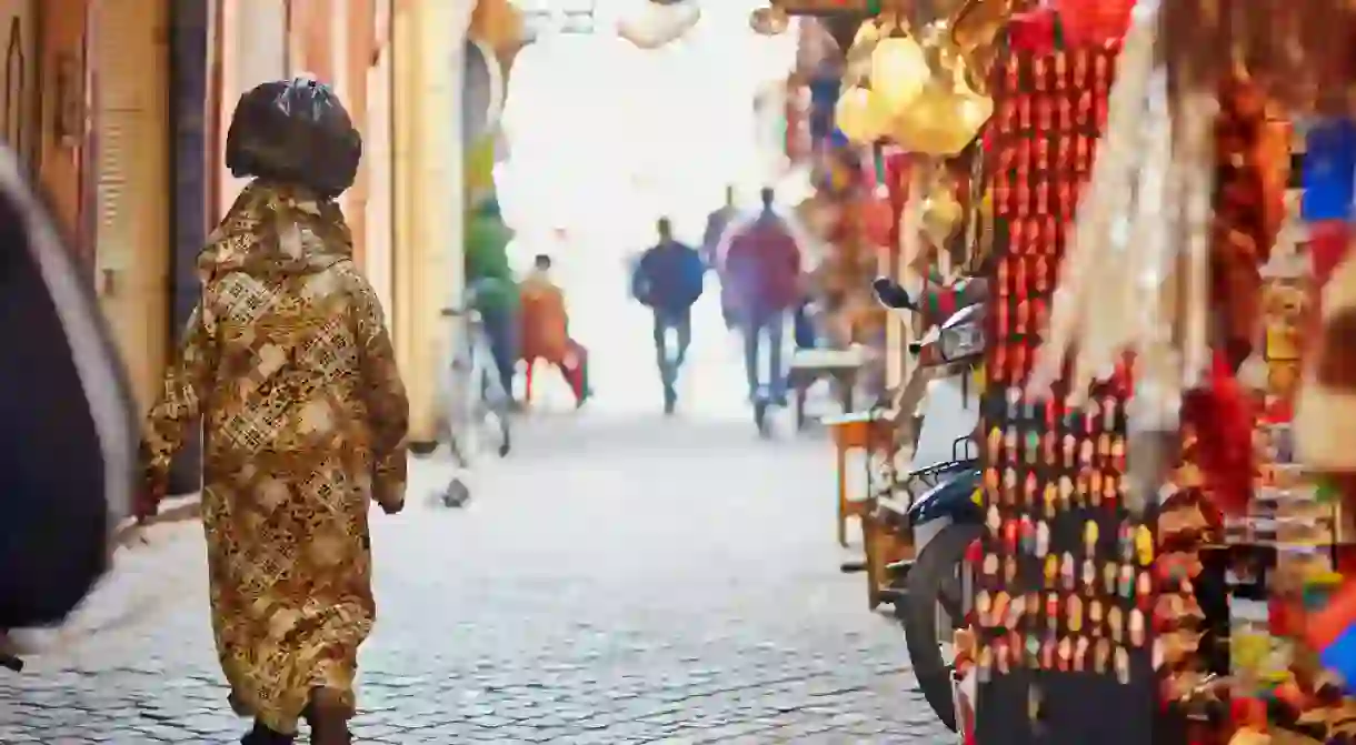 Walk some the most famous Moroccan market (souk) in Marrakech, Morocco