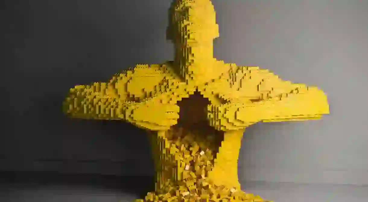 ‘Yellow,’ Plastic Bricks, 28 x 35 x 19 in., Human Condition Collection