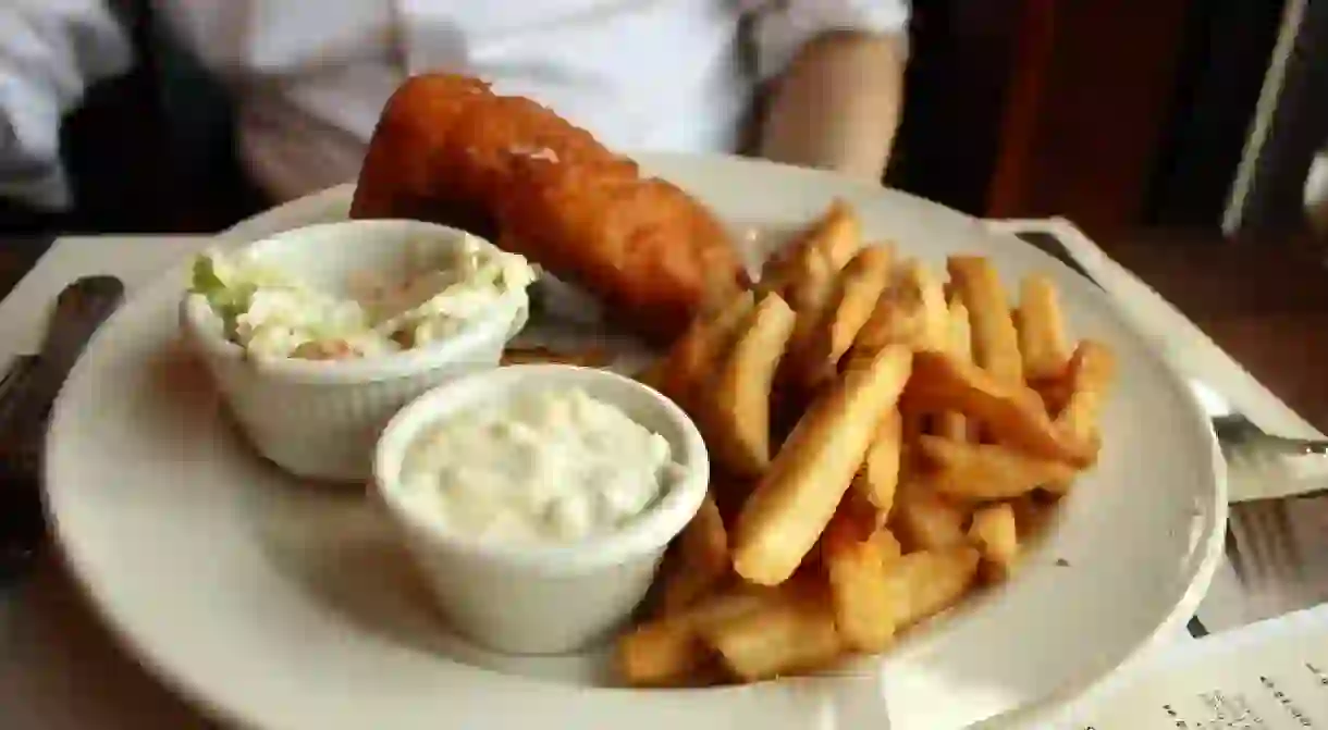 Fish and chips at Iron Hill Brewery