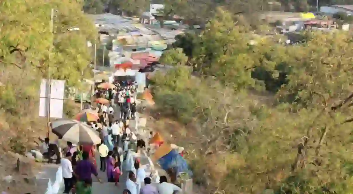 People gather at the yatra