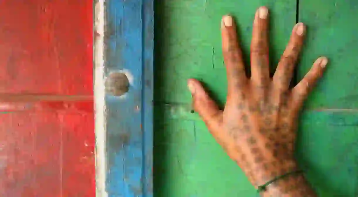 Hand Tattoo Of A Woman In Rabari Village, Bhadroi, Gujarat (C) Flickr/Meena Kadri