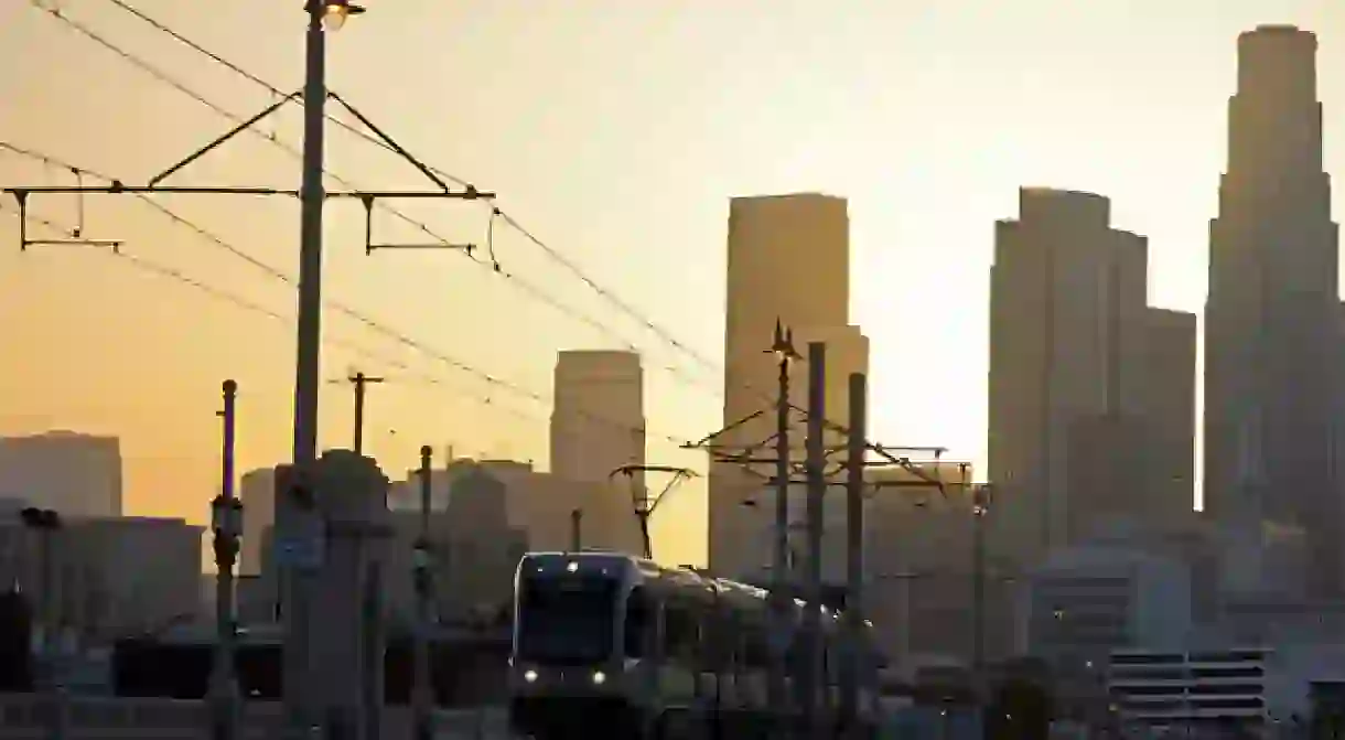 Eastside Gold Line and Los Angeles skyline