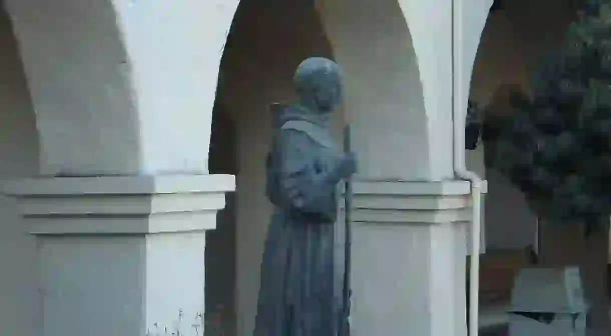 Junipero Serra statue at Mission Santa Ines