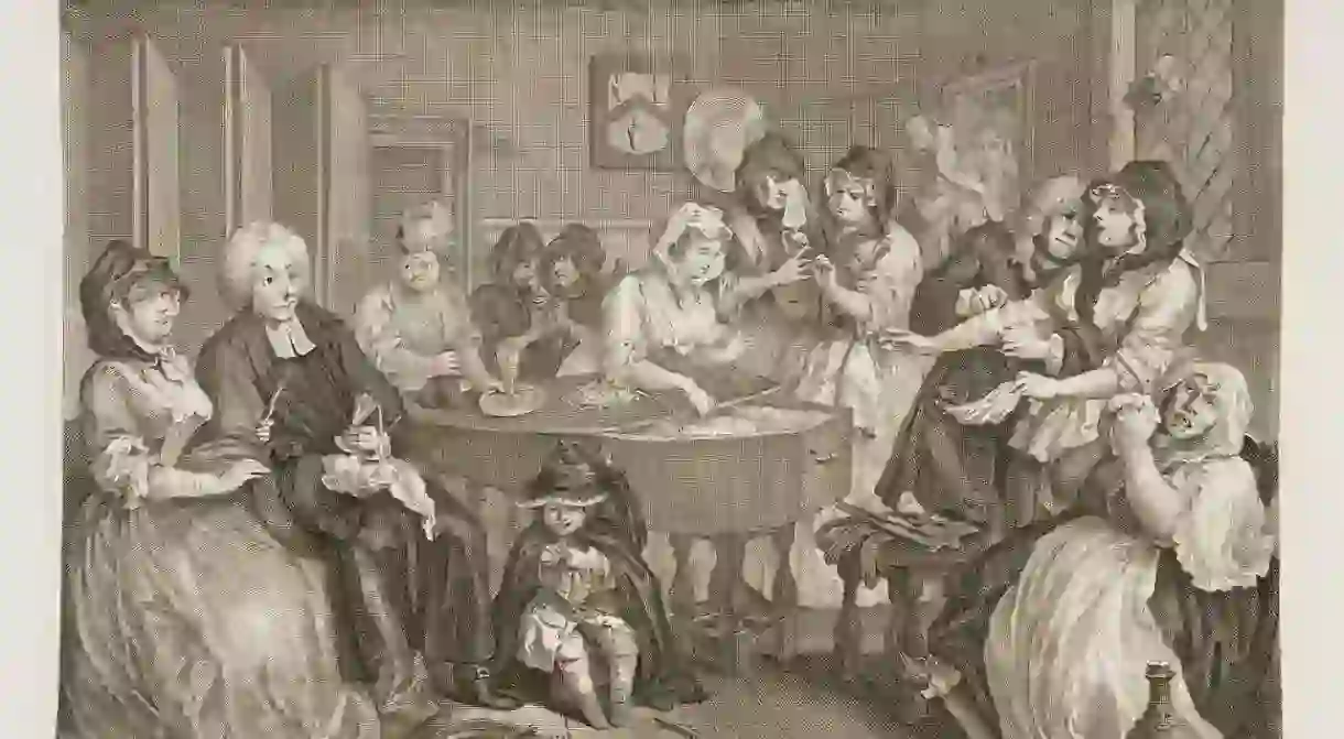 Hogarth, A Harlot’s Progress, Plate 6, 313 x 385 mm, British Museum, 1732