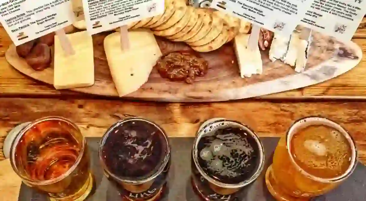 Flight of Beer and Local Cheese