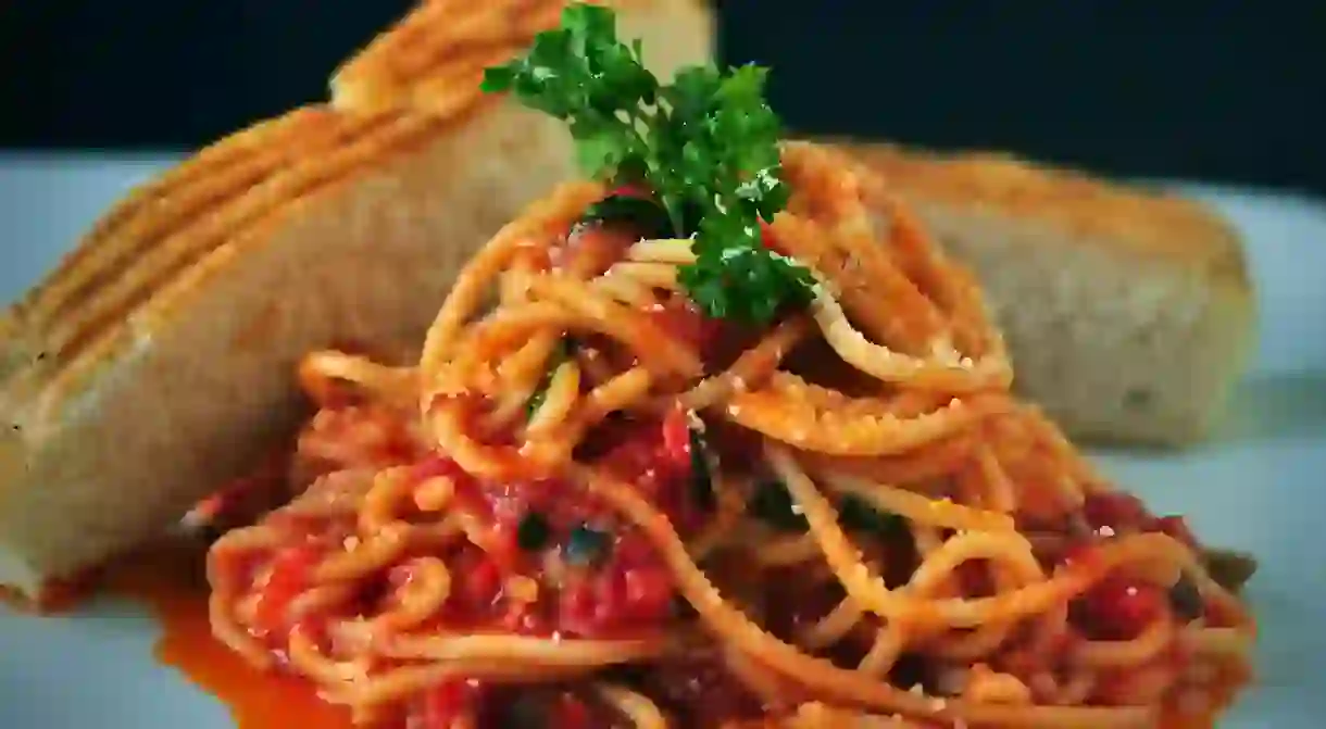 Spaghetti and tomato sauce