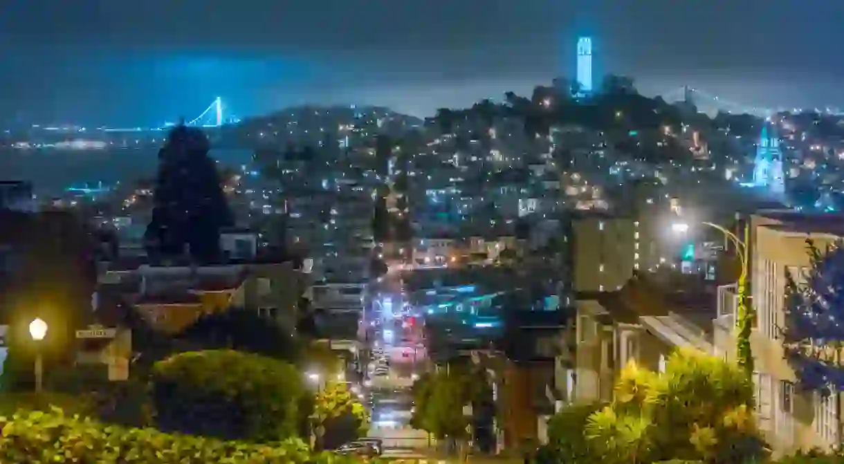 Russian Hill at night