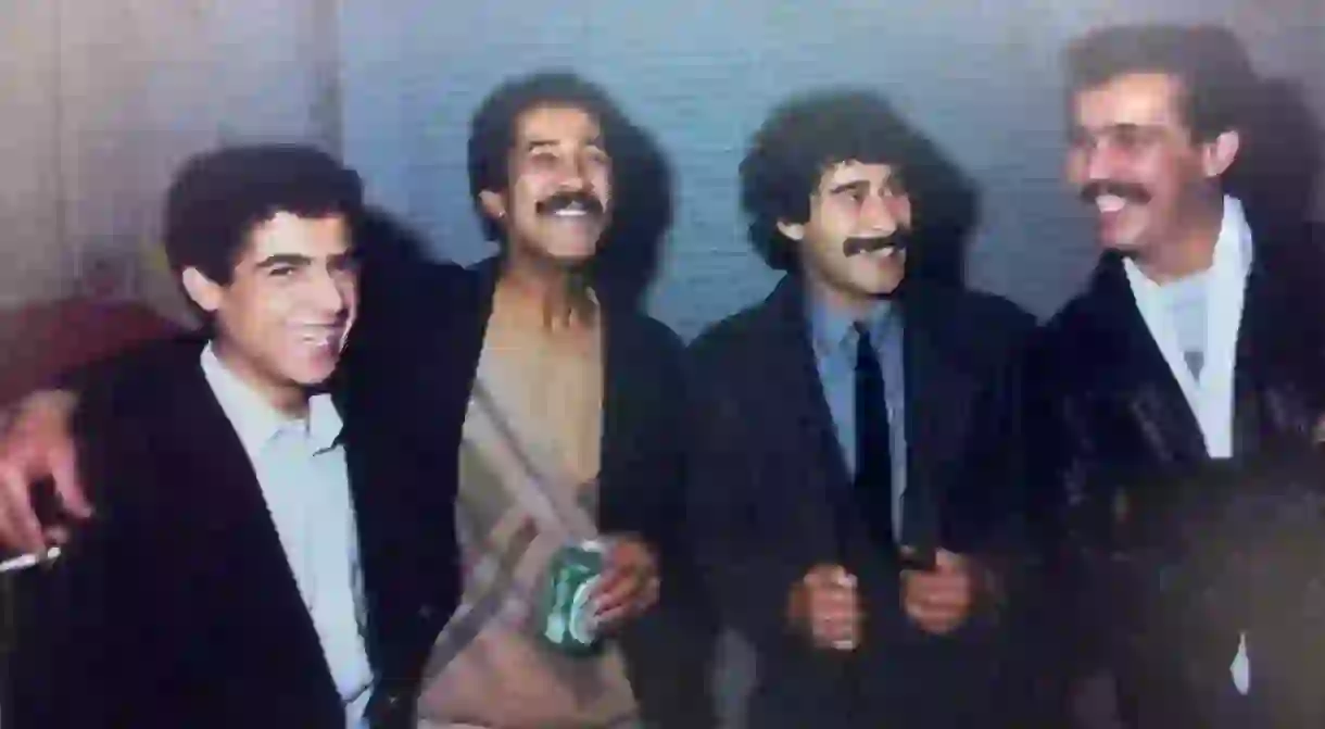 Festival de la chanson Raï en France (1986), from left to right : Cheb Mami, Khaled, Cheb Hamid, Cheb Sahraoui