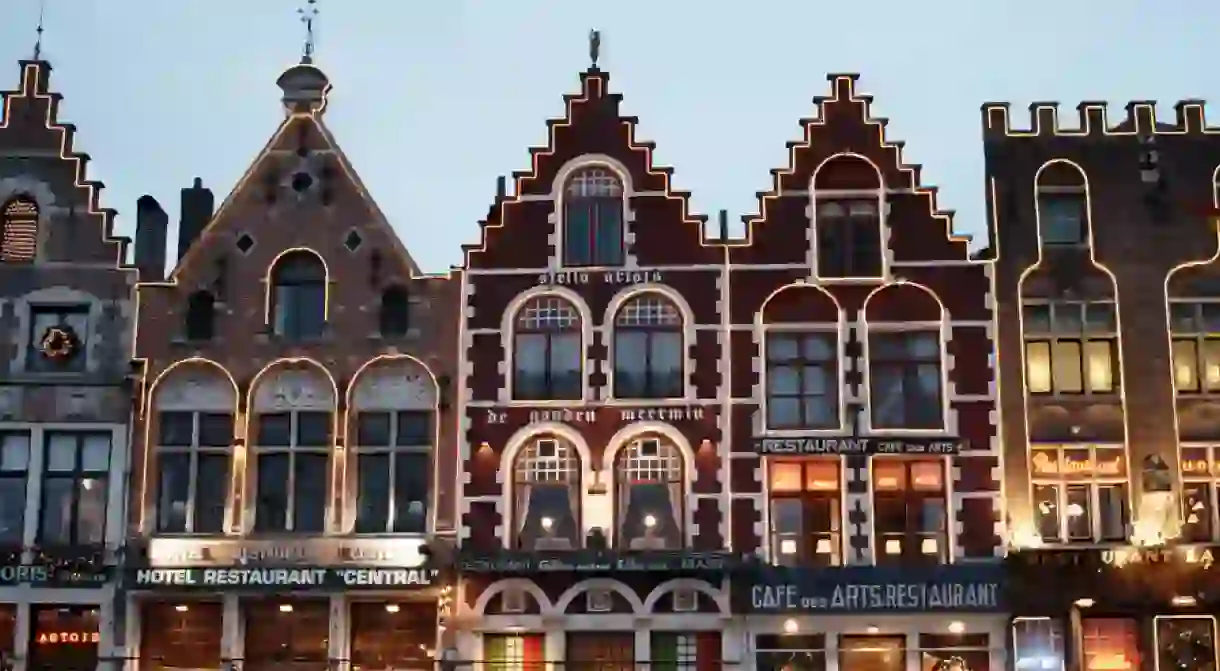 Grote Markt Restaurants by Night, Bruges