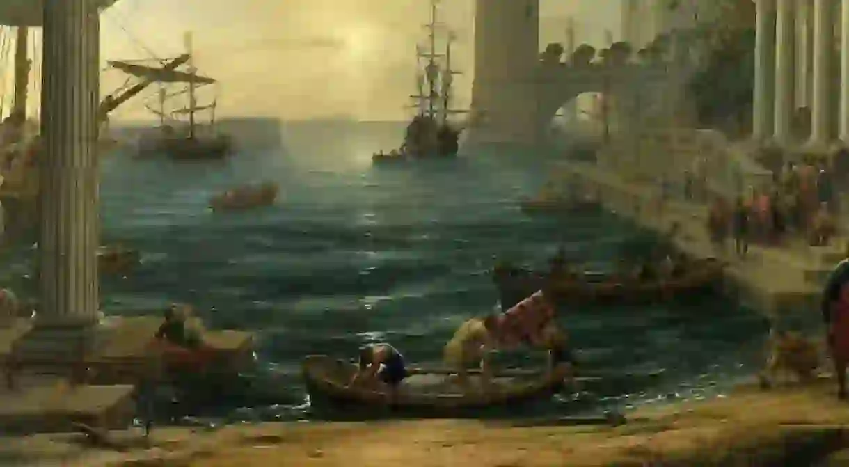 A detail of The Embarkation of the Queen of Sheba, 1648