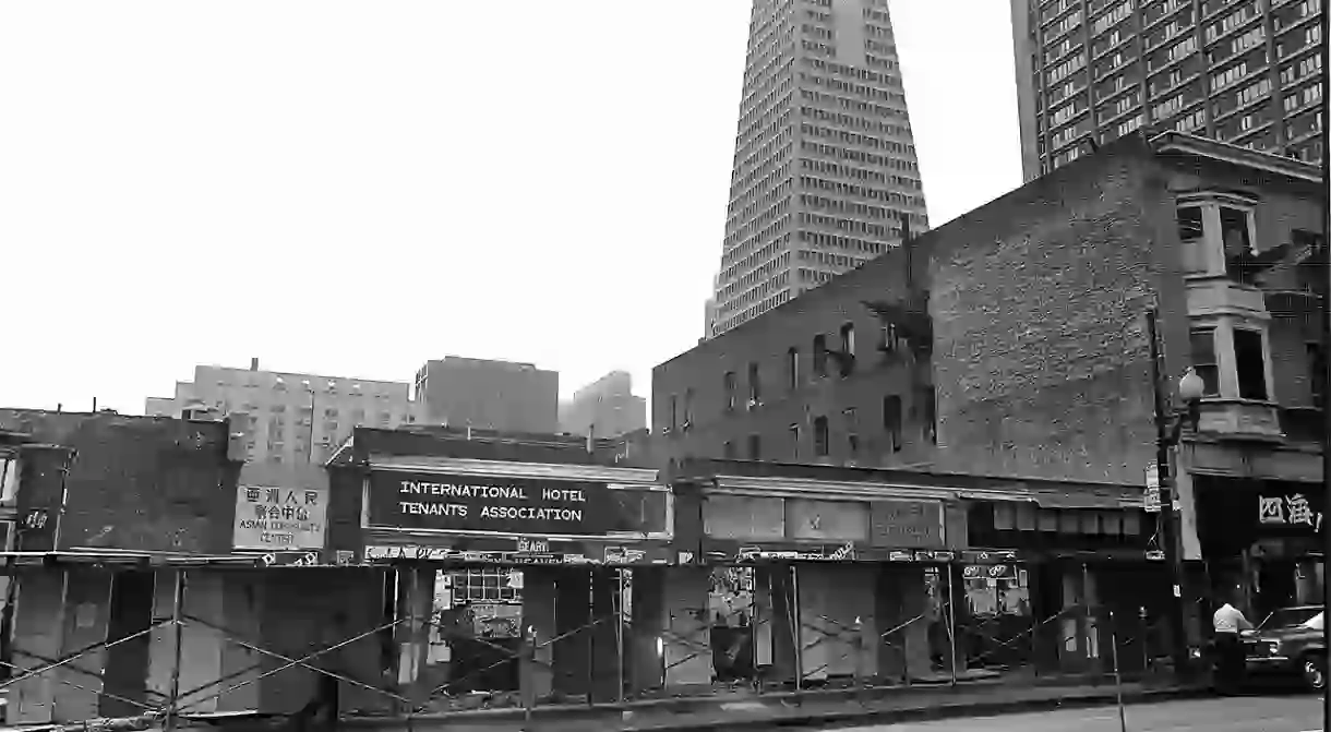 International Hotel, Kearny Street near Jackson in San Francisco, around 1979