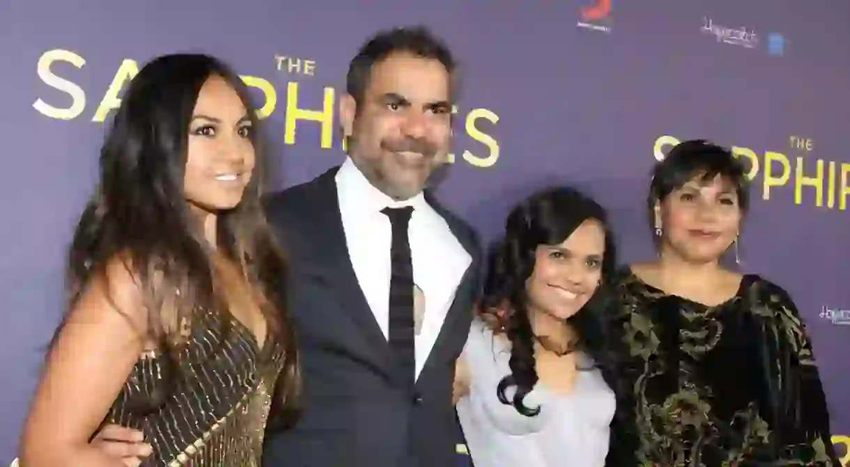 Jessica Mauboy, Miranda Tapsell, Wayne Blair, Deborah Mailman at the Sapphires movie premiere at State Theatre, Sydney