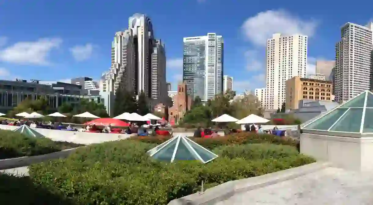 View of Yerba Buena Gardens across from B Restaurant & Bar