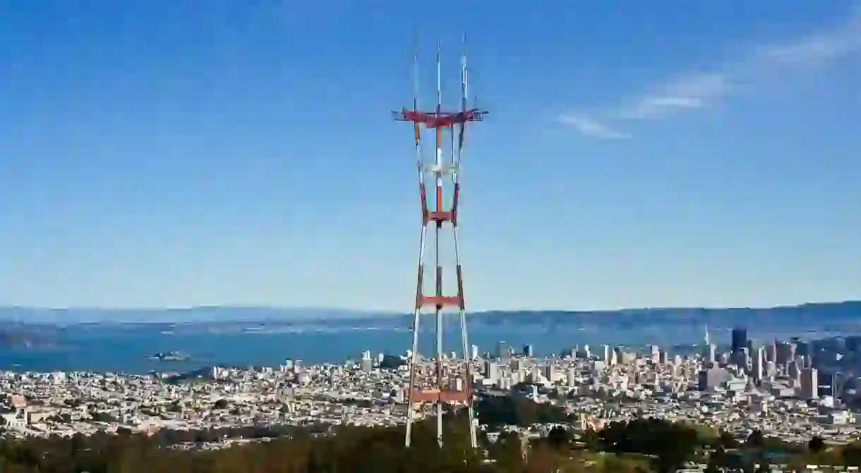 Sutro Tower with a view of the Bay