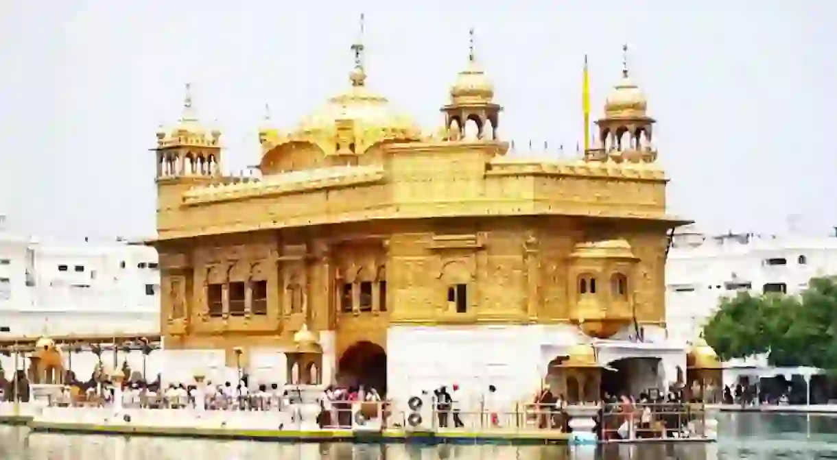 The Golden Temple in its full glory under the afternoon sun