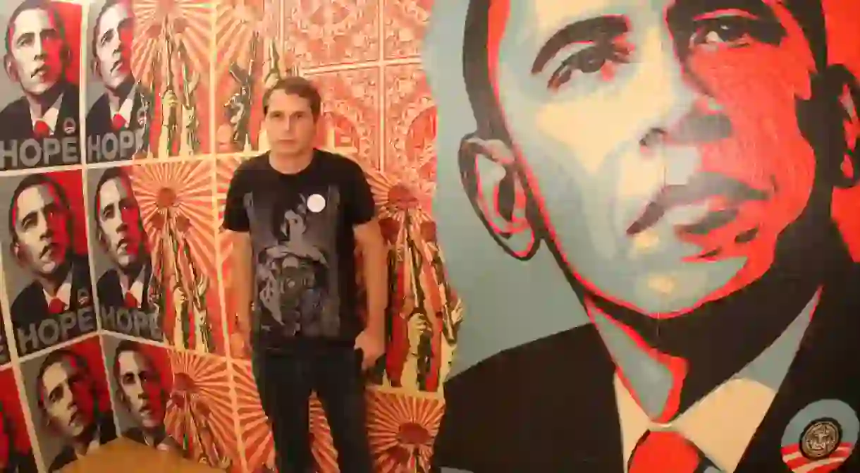 Shepard Fairey with his Obama Icon