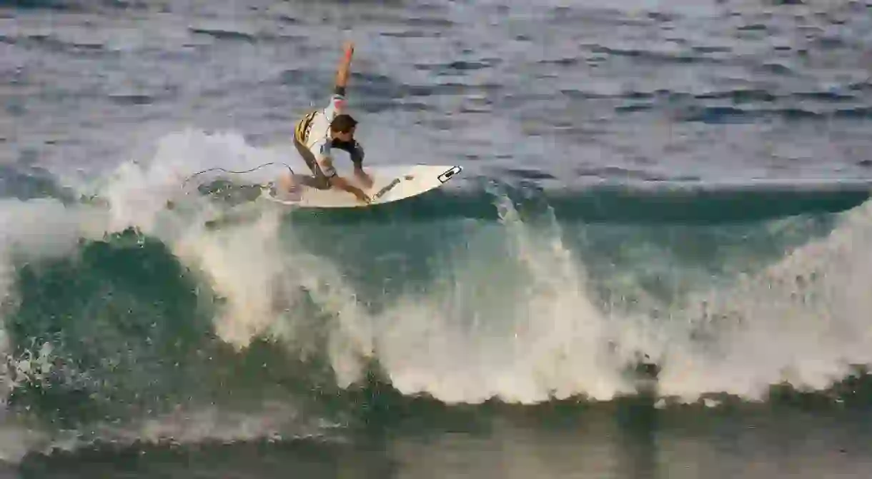 Tom Whittaker of Australia surfs during round 2 of the Billabong Pro Mundaka