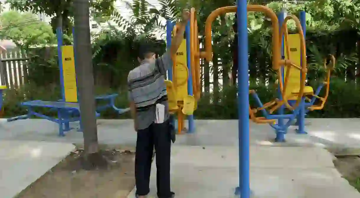 Outdoor gym in Santiphap Park/Courtesy of Kelly Iverson