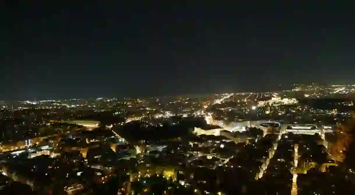 Night view of Athens from Lycabettus Hill