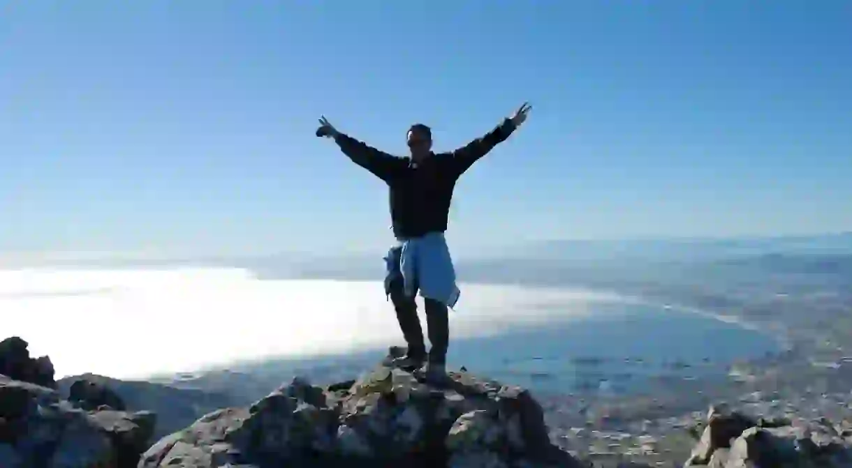 A hiker on Table Mountain