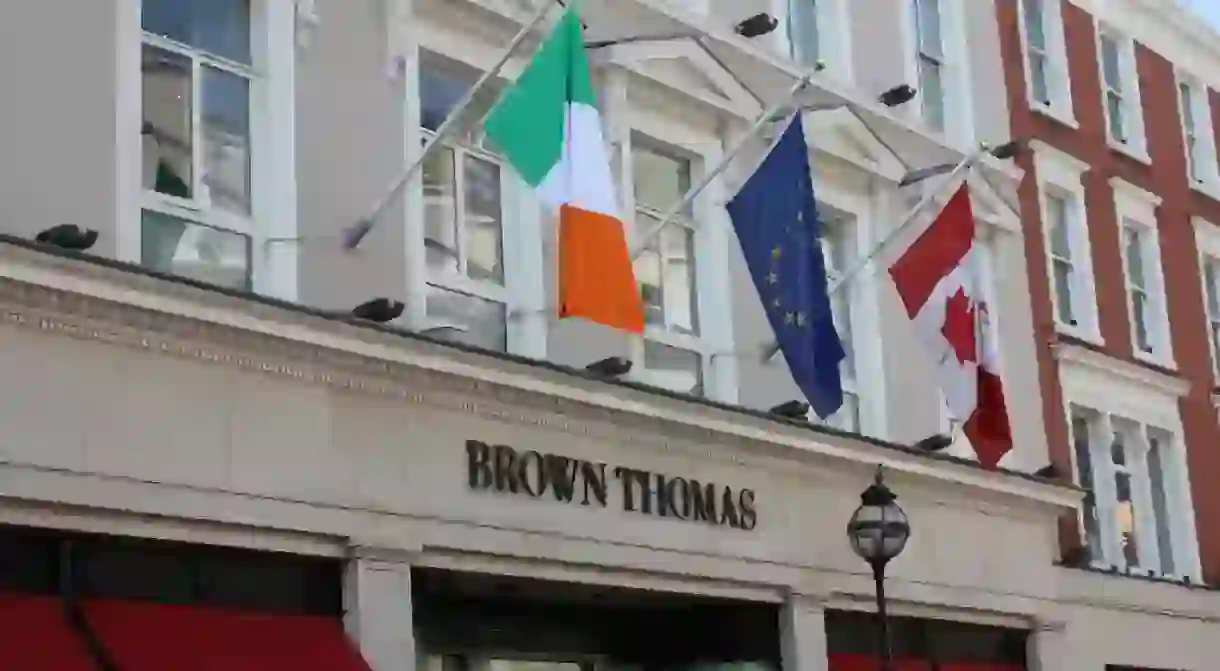 Flags above Brown Thomas department store