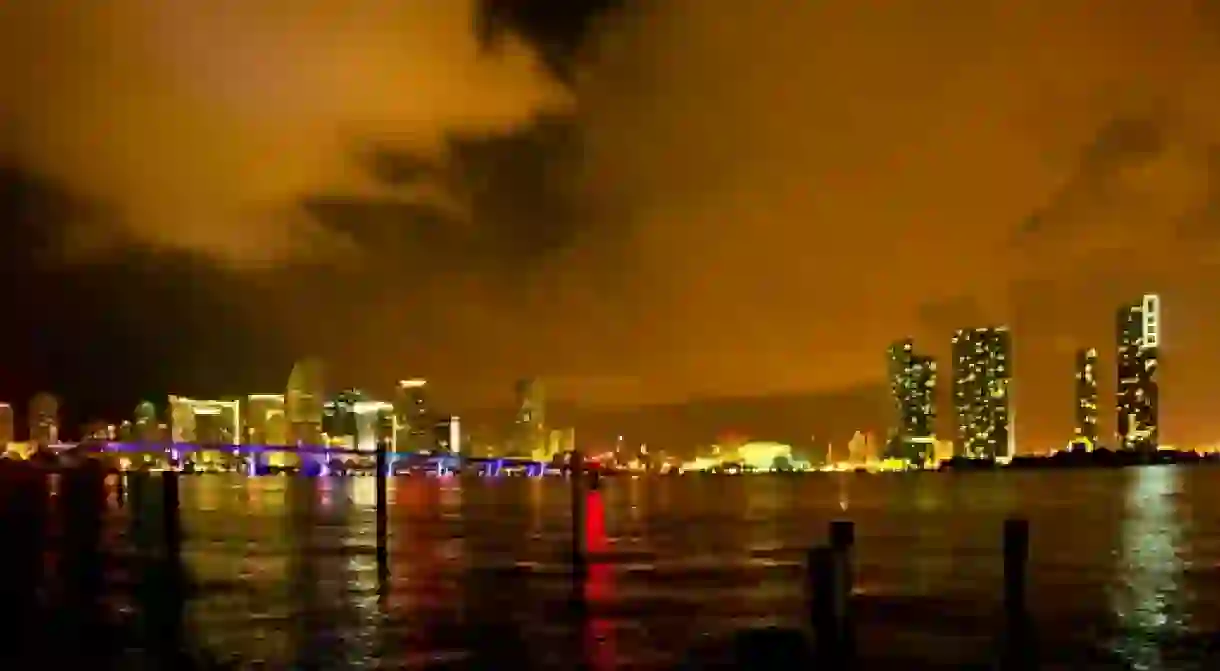 A panoramic of Miami Beach in the beauty of night