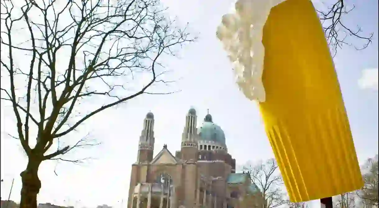 A huge beer in Brussels demonstrating the pride Belgians take in their brewing abilities