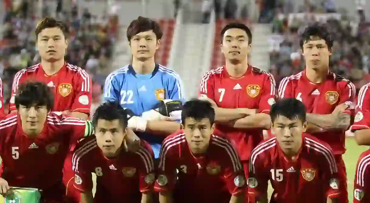 The Chinese national team lineup before a match against Qatar