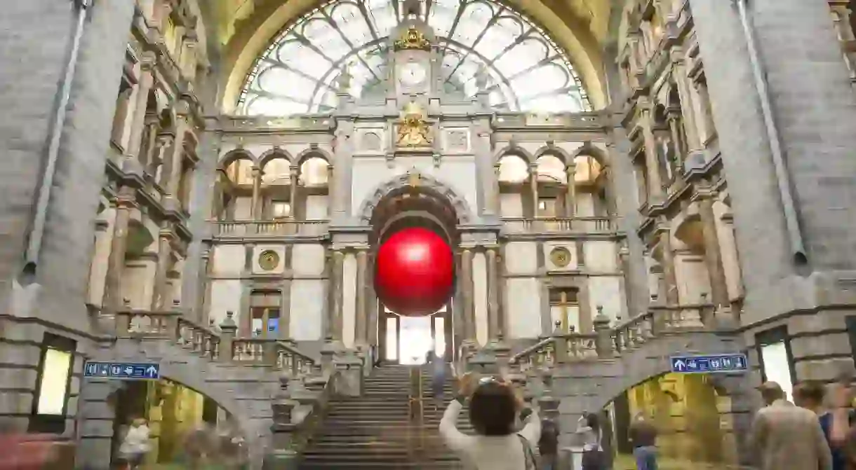 Todays appearance of the giant RedBall thats taking over Antwerp for ten days