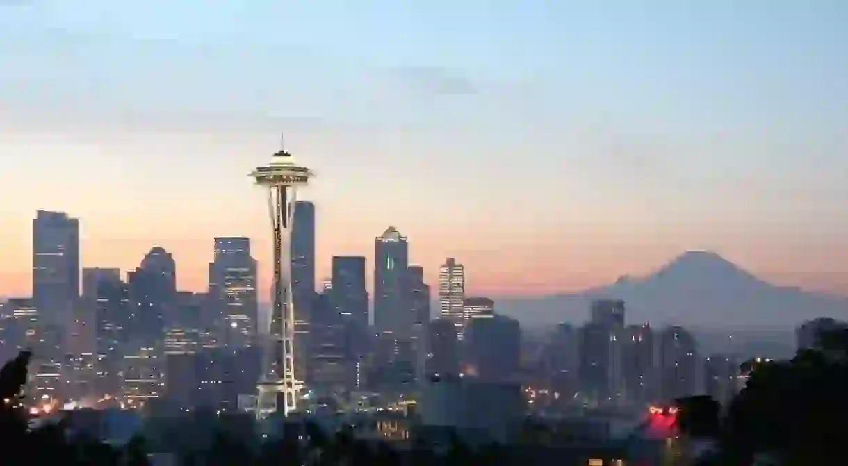 The Space Needle seen at sunset